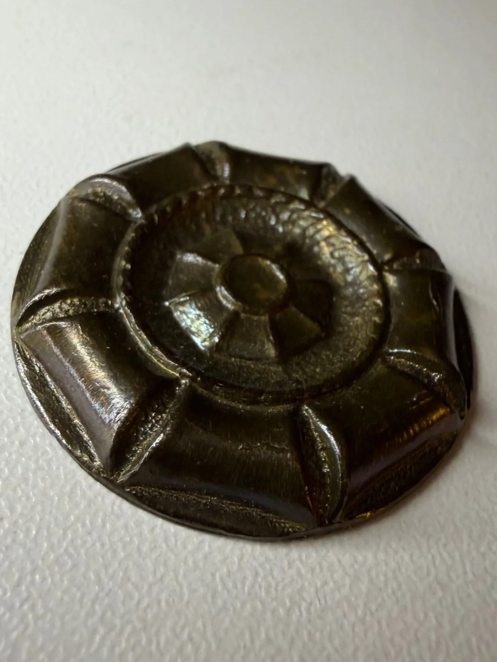 Vintage Round Medallion Brass Metal Ormolu Ornamental Hardware 1